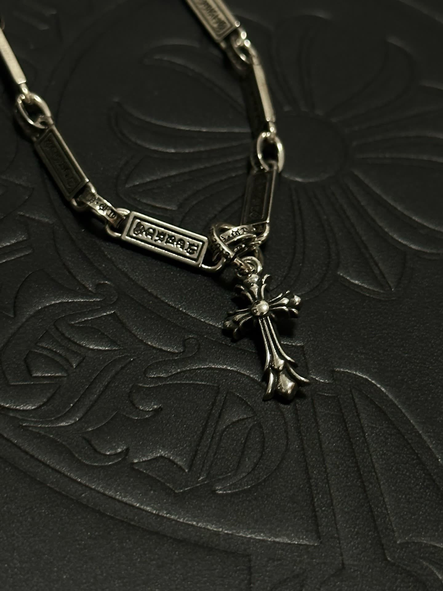 Chrome Hearts Silver Cross Charm Bracelet